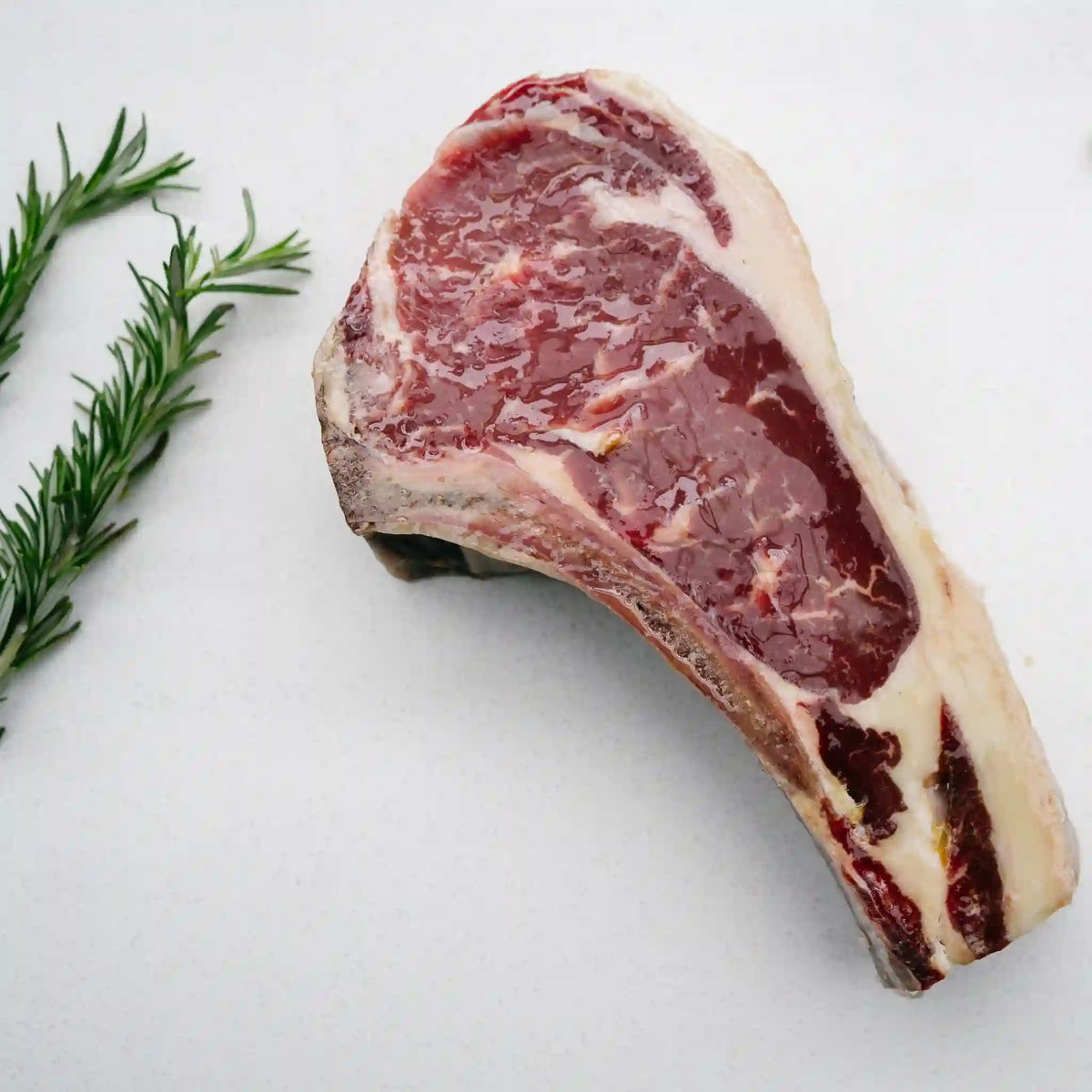 28-day dry-aged sirloin on the bone from Greeff's Butchery, Knysna.